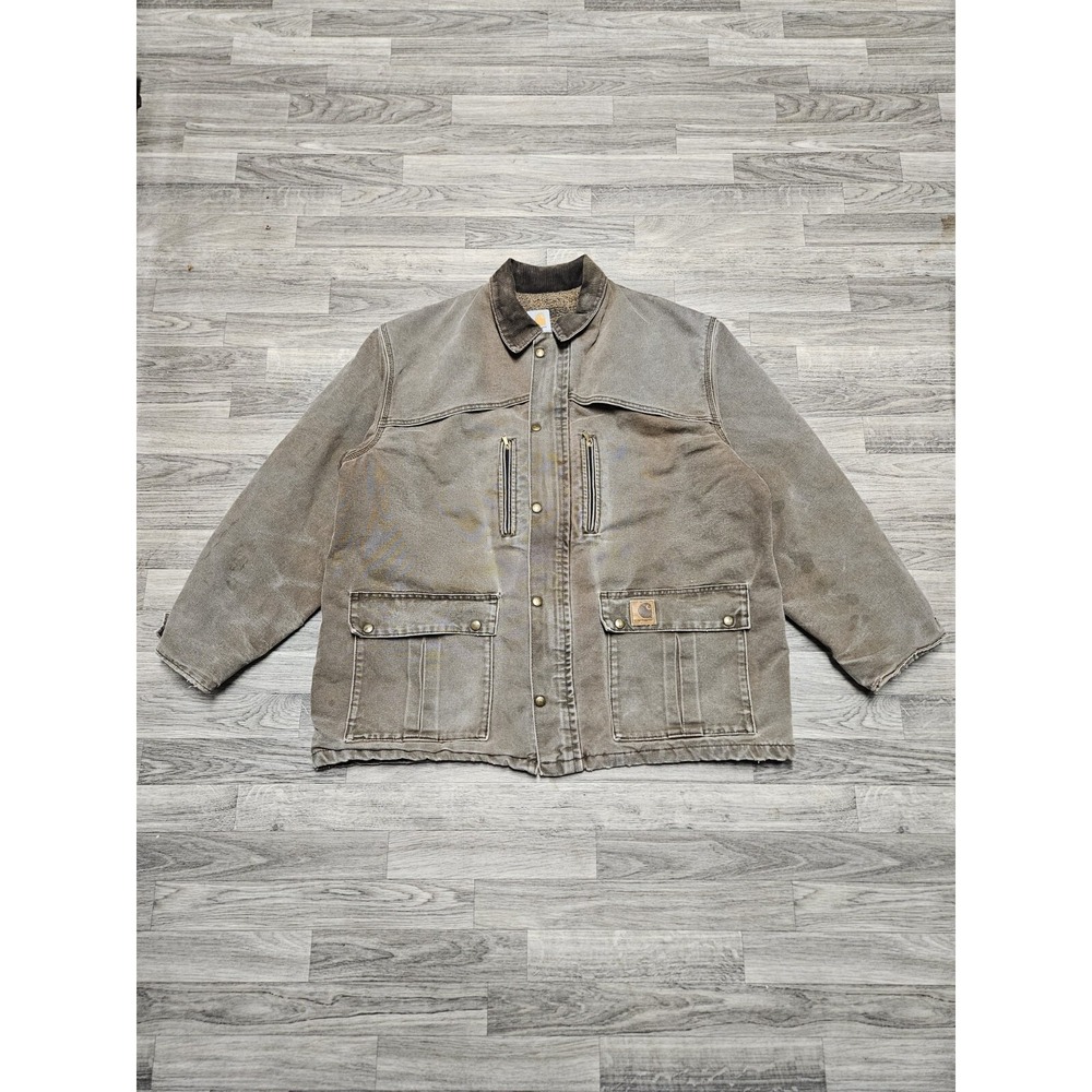 Vintage Carhartt C10 CHT Jacket Chore Barn Ranch Blanket Lined Canvas XL Faded